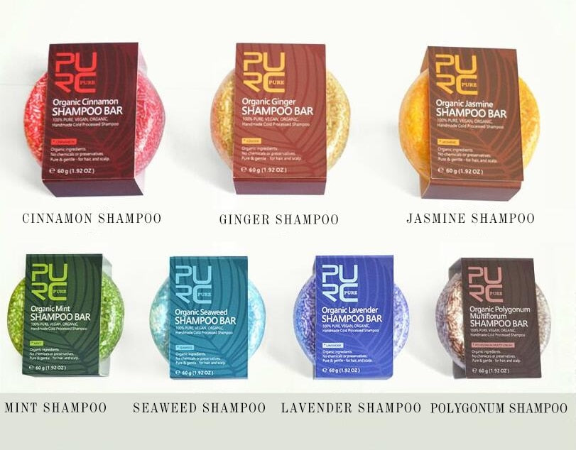 7 types PURC Organic shampoo soap Vegan handmade cold processed refreshing anti-dandruff hair shampoo