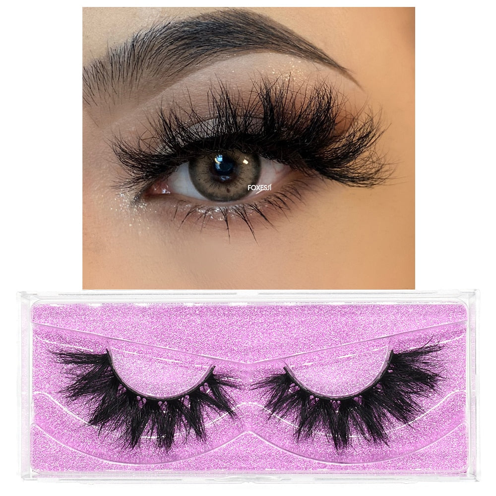 FOXESJI 3D Mink Lashes Makeup False Eyelashes Fluffy Thick Cross Cruelty free Natural Mink Eyelashes Eyelash Extension Lashes