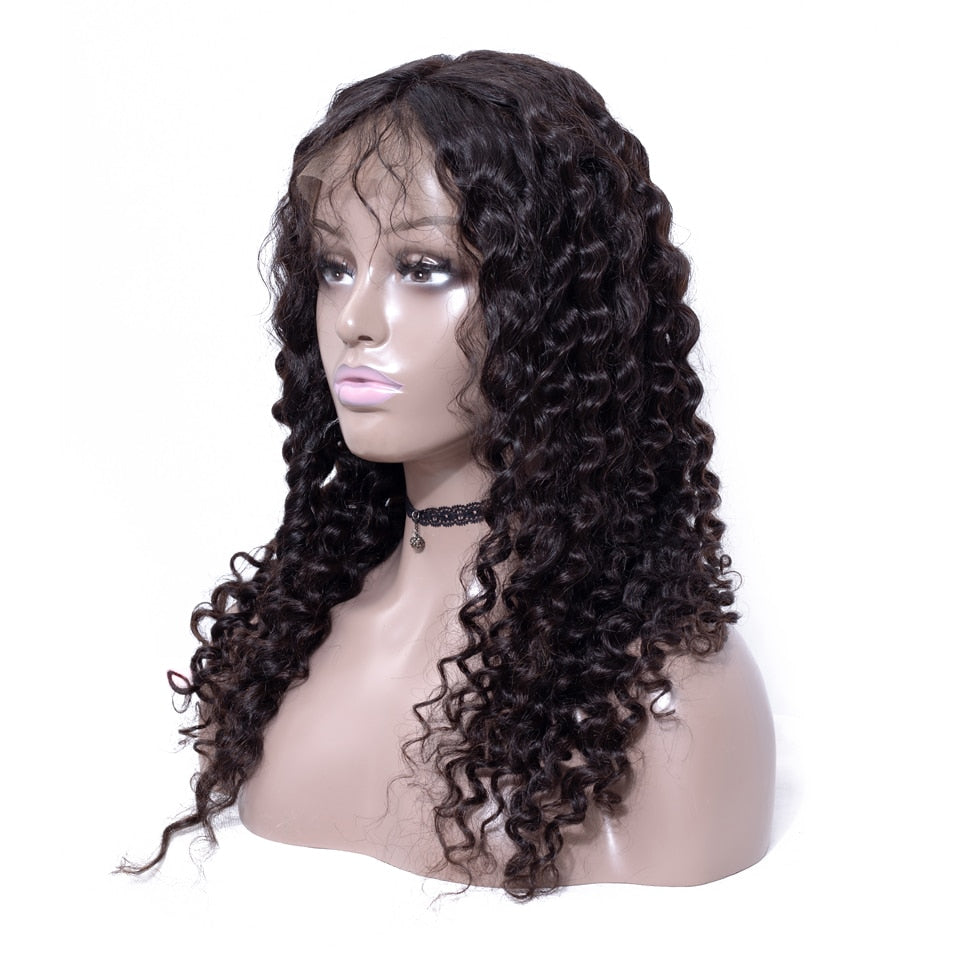 Royal Lace Front Wig 10A Deep Curly Wave Lace Front Wig  Remy Brazilian Human Hair Pre Plucked Lace Front Wigs For Black Women