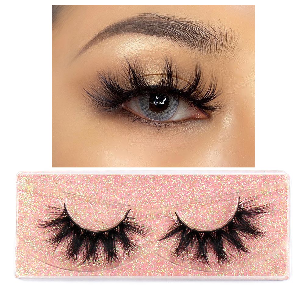 FOXESJI 3D Mink Lashes Makeup False Eyelashes Fluffy Thick Cross Cruelty free Natural Mink Eyelashes Eyelash Extension Lashes