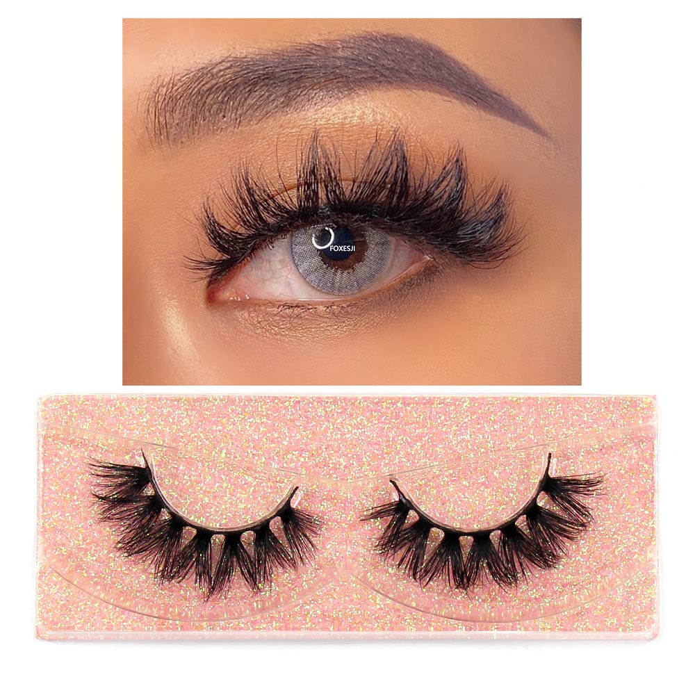 FOXESJI 3D Mink Lashes Makeup False Eyelashes Fluffy Thick Cross Cruelty free Natural Mink Eyelashes Eyelash Extension Lashes