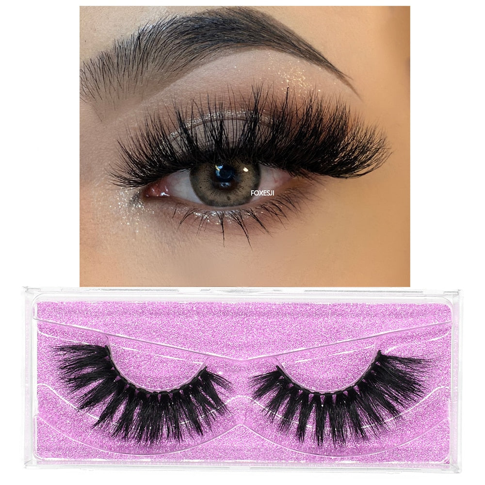 FOXESJI 3D Mink Lashes Makeup False Eyelashes Fluffy Thick Cross Cruelty free Natural Mink Eyelashes Eyelash Extension Lashes