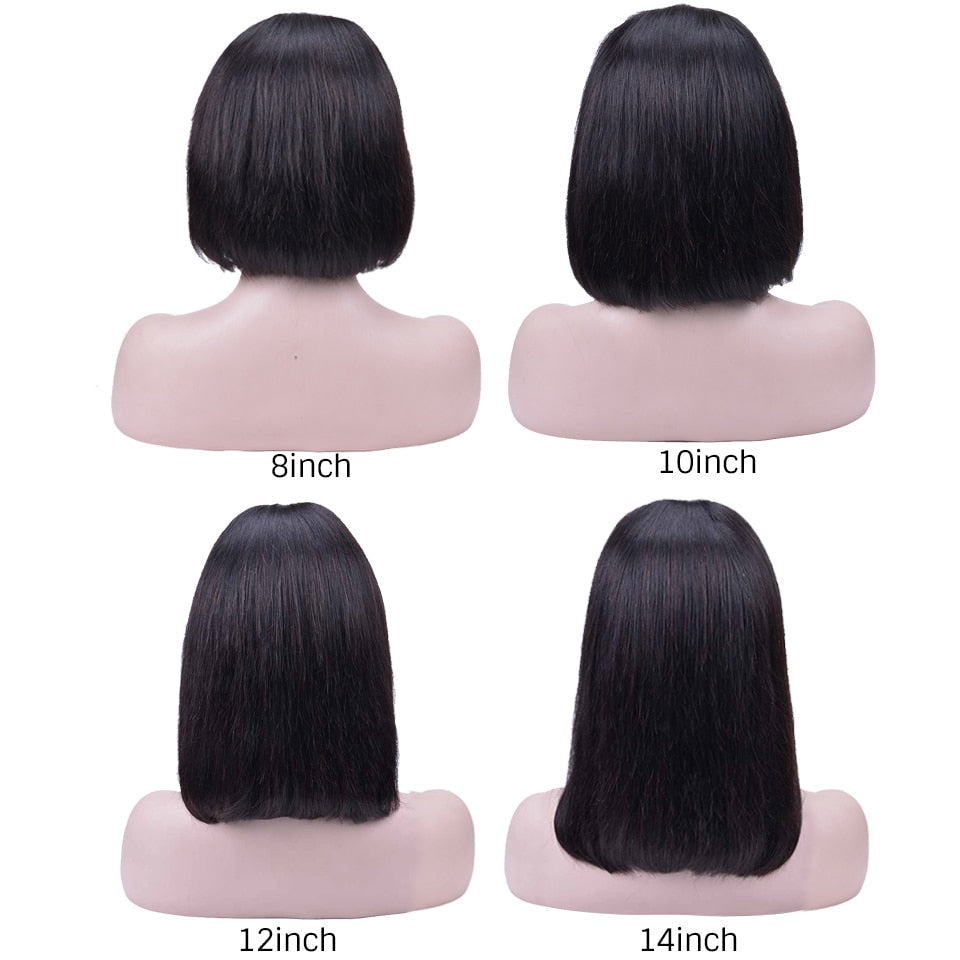 HairUGo 13*1 T Part Lace Wigs 4x4 Lace Closure Short Bob Wig Pre Plucked Brazilian Remy Straight Bob Human Hair Wigs For Women