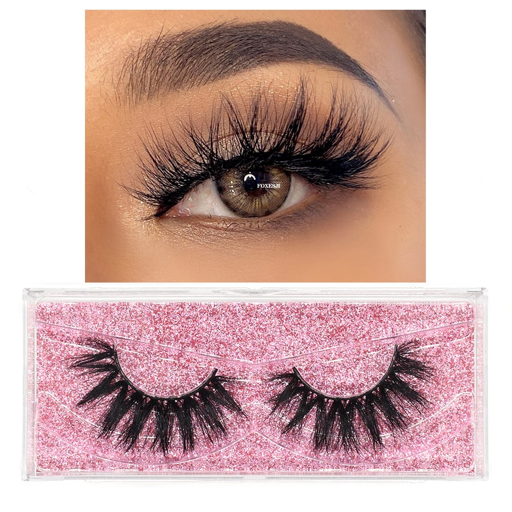 FOXESJI 3D Mink Lashes Makeup False Eyelashes Fluffy Thick Cross Cruelty free Natural Mink Eyelashes Eyelash Extension Lashes