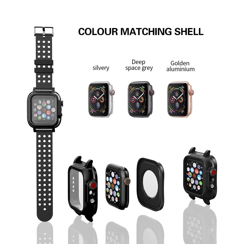 38/40/42/44 mm Watch Waterproof Case for Series 6  5  4/SE, Full Sealed Protective iWatch Case with Built-in Screen Protector