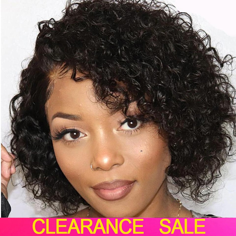 Short Kinky Curly Human Hair Wig Afro Short Wigs Pixie Cut Wig Human Hair No Lace Front Natural Brazilian Hair Wigs For Women