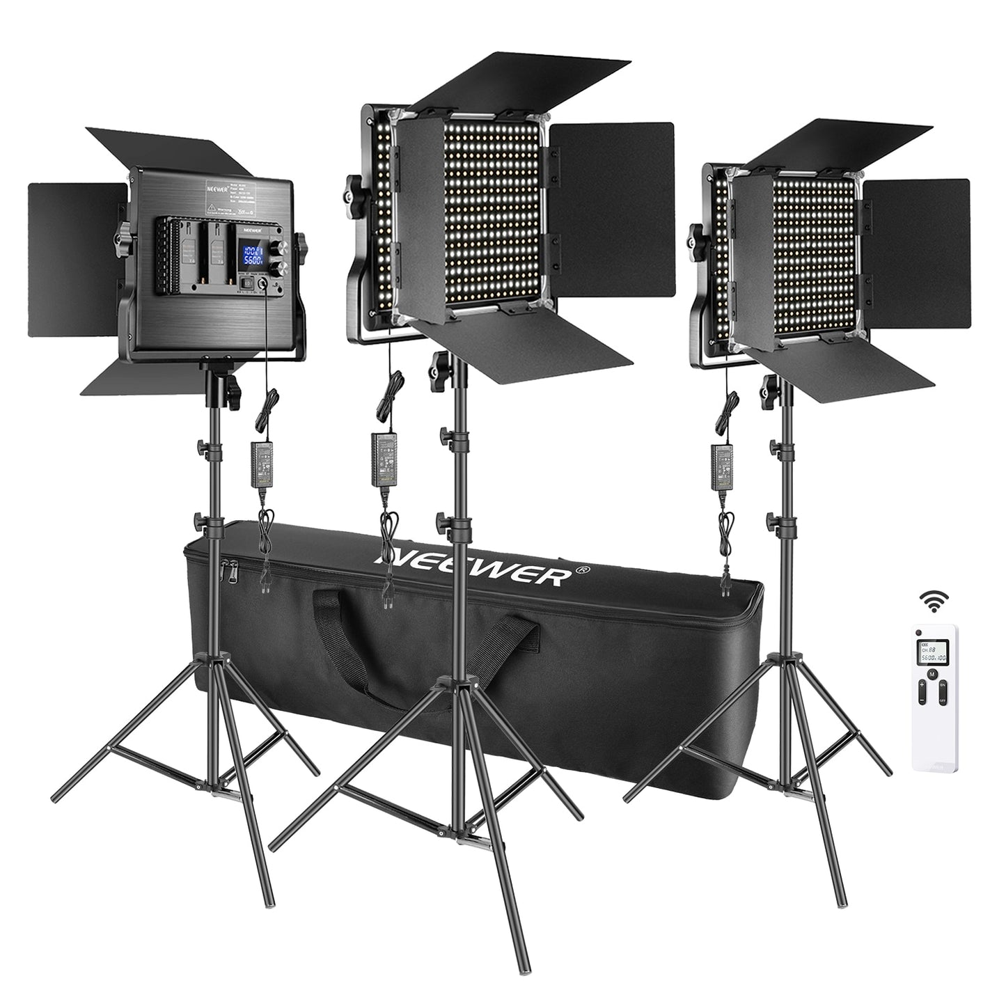 Neewer 2Packs Advanced 660 LED Panel Video Light  Kit Photography Dimmable with 2.4G Wireless Remote for Studio Shooting