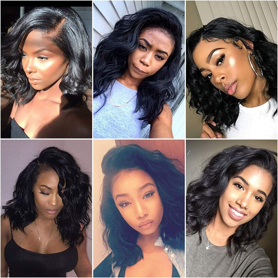 Brazilian Body Wave Short Bob 4x4 Closure Wig Transparent 13x4 Lace Front Human Hair Wigs for Women Pre Plucked Natural Hair