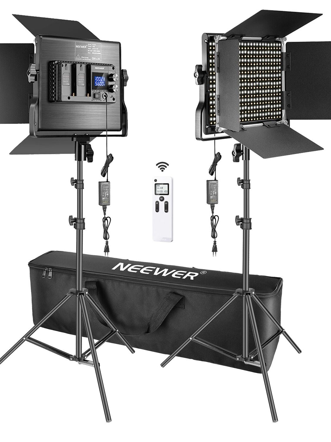 Neewer 2Packs Advanced 660 LED Panel Video Light  Kit Photography Dimmable with 2.4G Wireless Remote for Studio Shooting